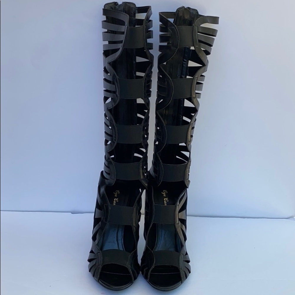 Eye Candie Black Gladiator Style High Heel Sandals - Picture 3 of 12